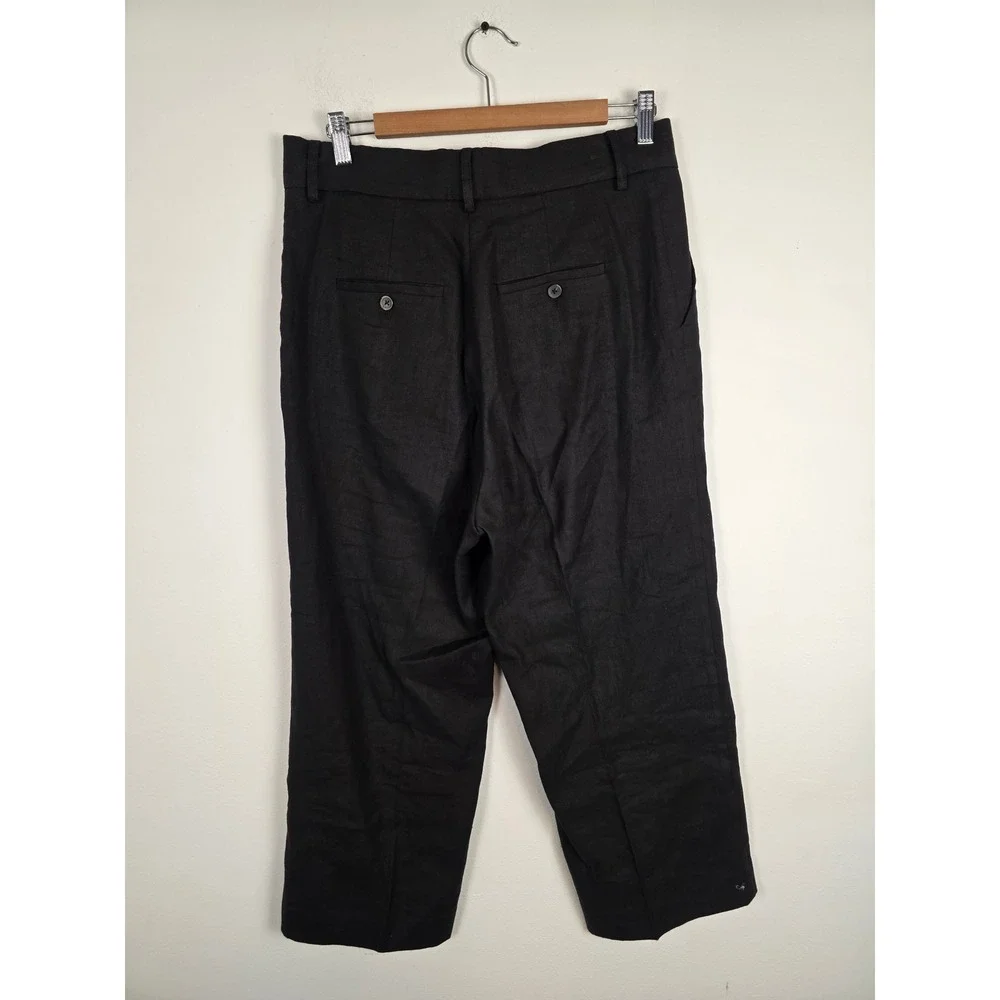 Caron Callahan Women's Linen Blend Pants Size 10‎ Black Minimalist